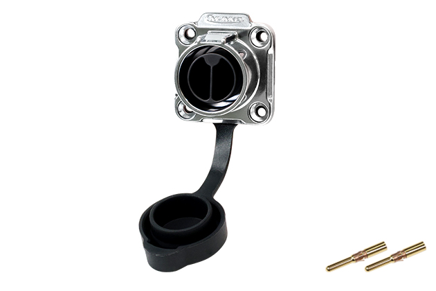 LP20型2芯四孔法兰公插座金属款压接式