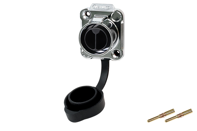 LP20型2芯两孔法兰公插座金属款压接式