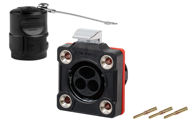 BD20型3芯四孔法兰公插座塑胶款压接式