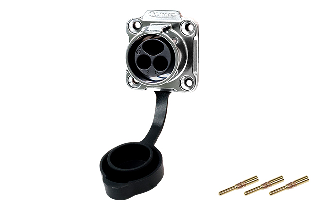 LP20型3芯四孔法兰公插座金属款压接式