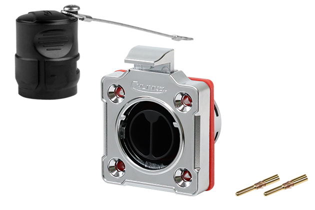 BD20型2芯四孔法兰公插座金属款压接式