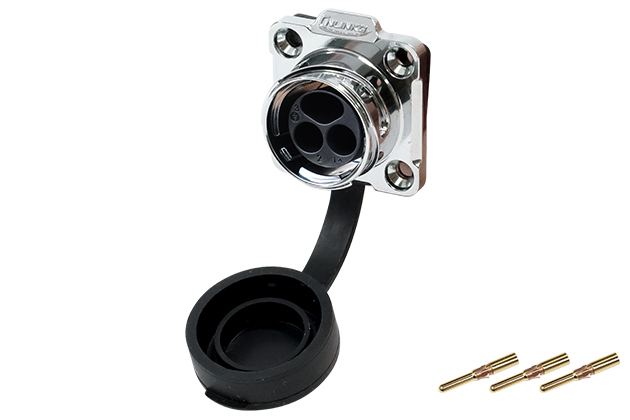 DH20型3芯四孔法兰公插座金属款压接式