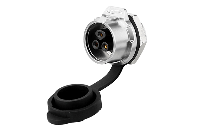 3芯单孔母插座金属