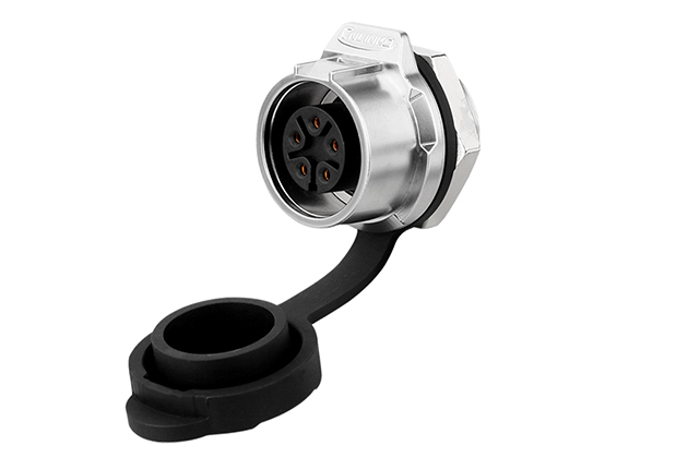 5芯单孔母插座金属